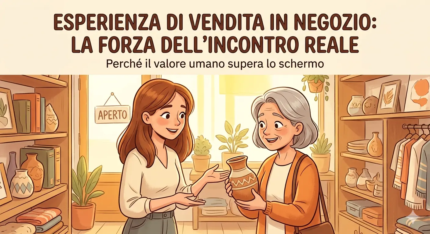 L'importanza dell'esperienza di vendita in negozio: una consulente che ascolta con empatia un cliente, un'immagine creata con il supporto dell'intelligenza artificiale.